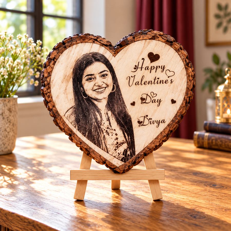 Heart wooden gift, 8 × 8 in