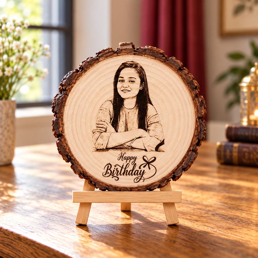 Round wooden gift, 6 in