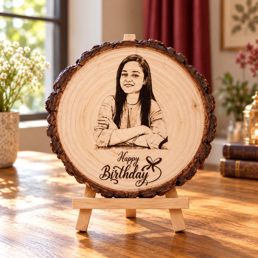 Round wooden gift, 10 in